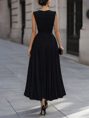 Sleeveless Pleated Midi Dress