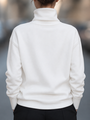 Women's Oversized High Collar Fleece Sweatshirt with Button Detail