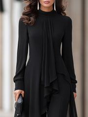 Chiffon Overlay Tunic And Tailored Wide-Leg Pants Set