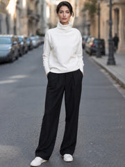 Women's Oversized High Collar Fleece Sweatshirt with Button Detail