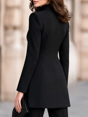 Grid Faux Leather Panel Tailored Blazer