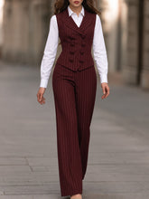 Pinstripe Vest, Shirt And Tailored Pants Three-Piece Set