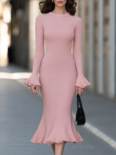 Ribbed Knit Mermaid Midi Dress