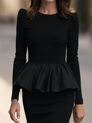 Puff Shoulder Peplum Mini Dress