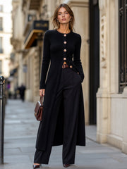 Long Cardigan & Tailored Pants Knit Set