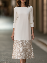 Sequin Flounce Hem Midi Dress