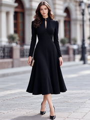 Pearl Keyhole Ruched Waist A-Line Midi Dress