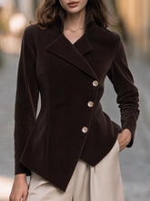 Asymmetric Double-Breasted Corduroy Jacket