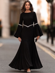 Decorative Trim Bell Sleeve Maxi Dress