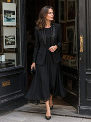 Sheer Sleeve Flowing A-Line Maxi Dress