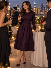 Sparkle Tweed A-Line Long Sleeve Dress
