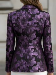 Purple Floral Jacquard Pattern Blazer