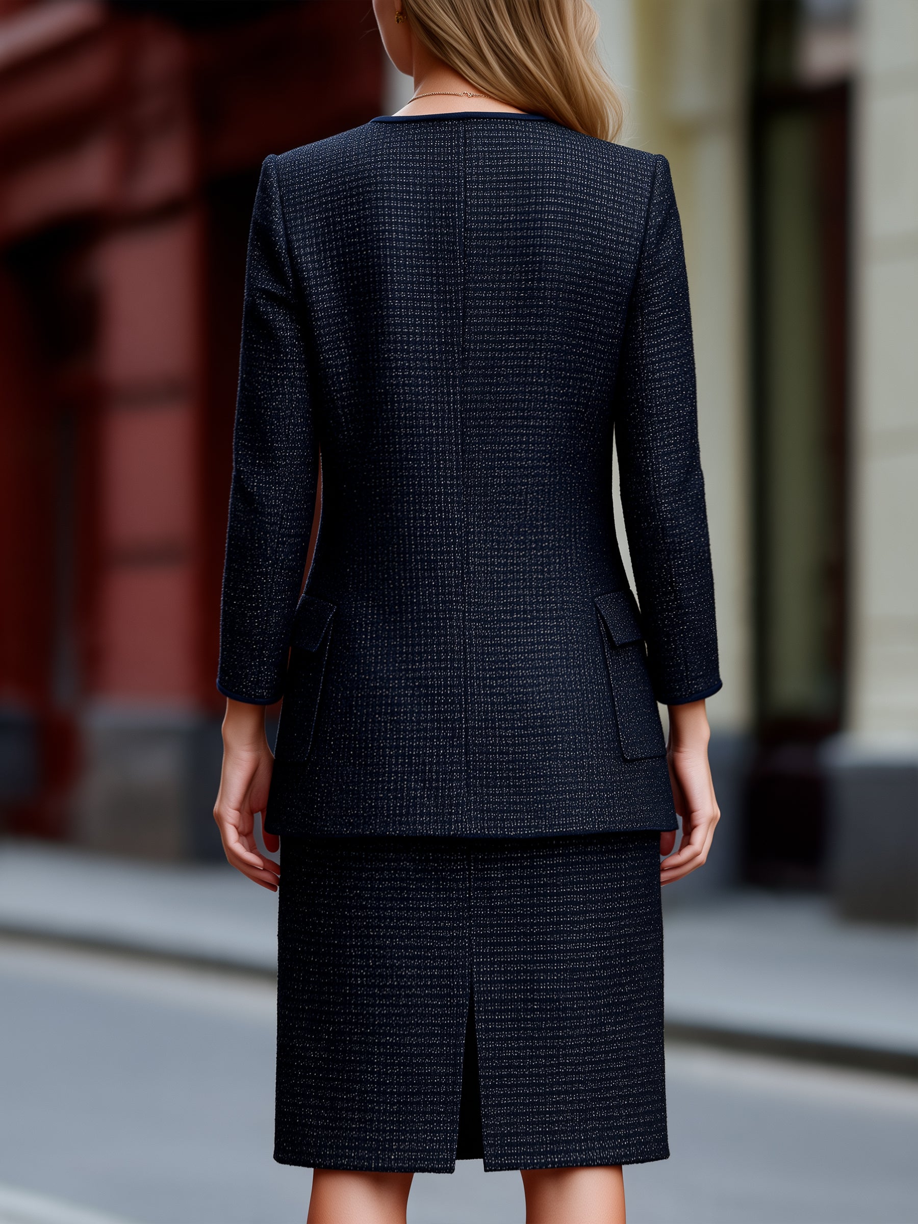Elegant Tweed Jacket & Skirt Two-Piece Set
