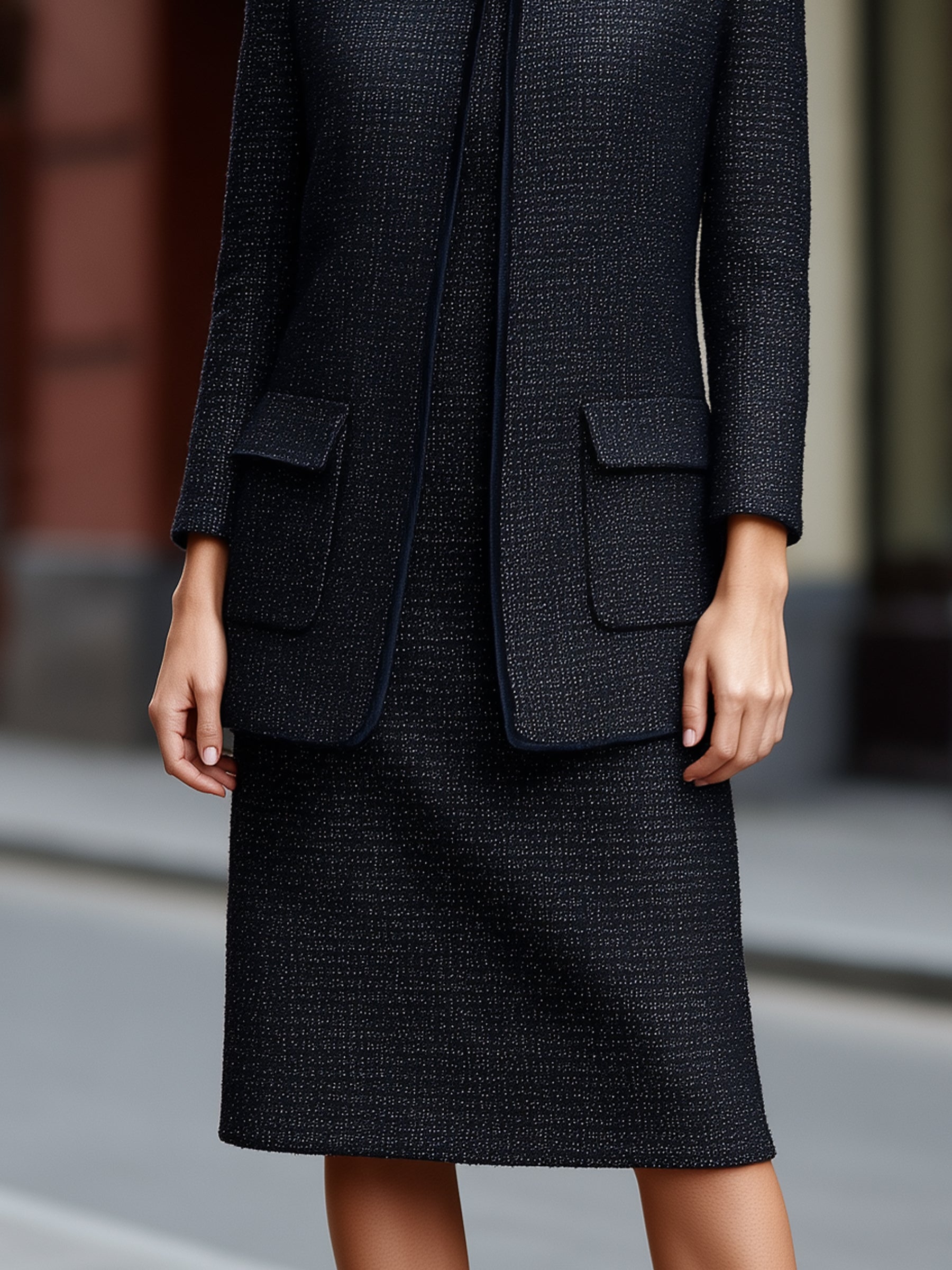 Elegant Tweed Jacket & Skirt Two-Piece Set