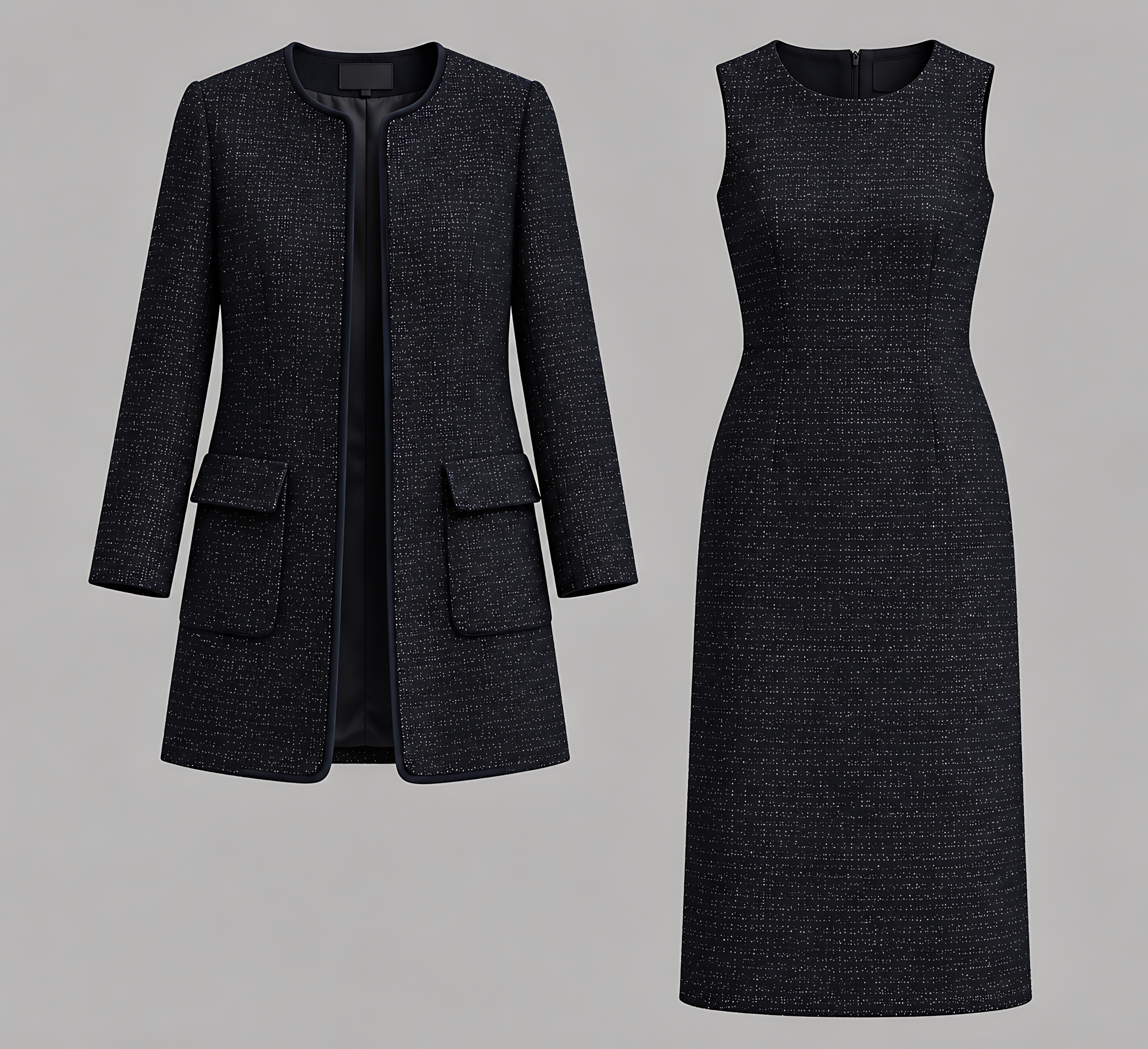 Elegant Tweed Jacket & Skirt Two-Piece Set