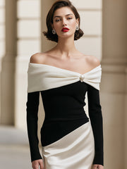 Pearl-Detailed Off-Shoulder Knit Top