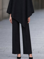 Asymmetric Cape And Straight-Leg Pants Two-Piece Set