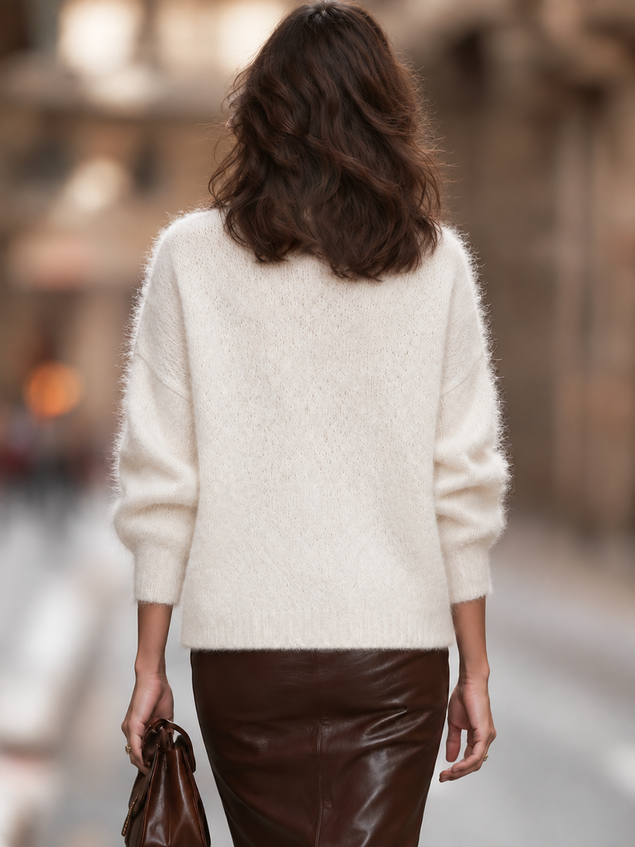 Turtleneck Fuzzy Knit Oversized Dolman Sweater