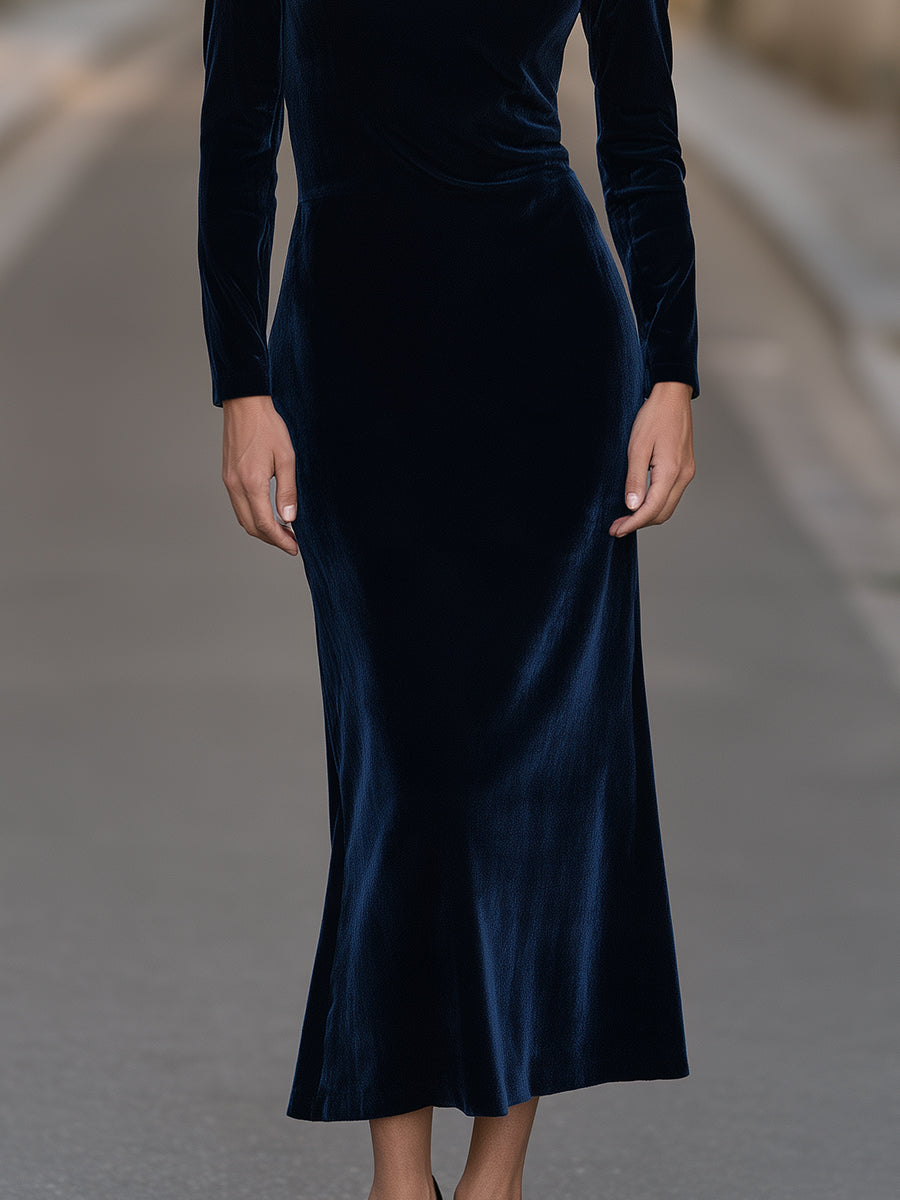 Off-Shoulder Velvet Maxi Dress