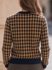 Gingham Check Zip-Up Cropped Jacket