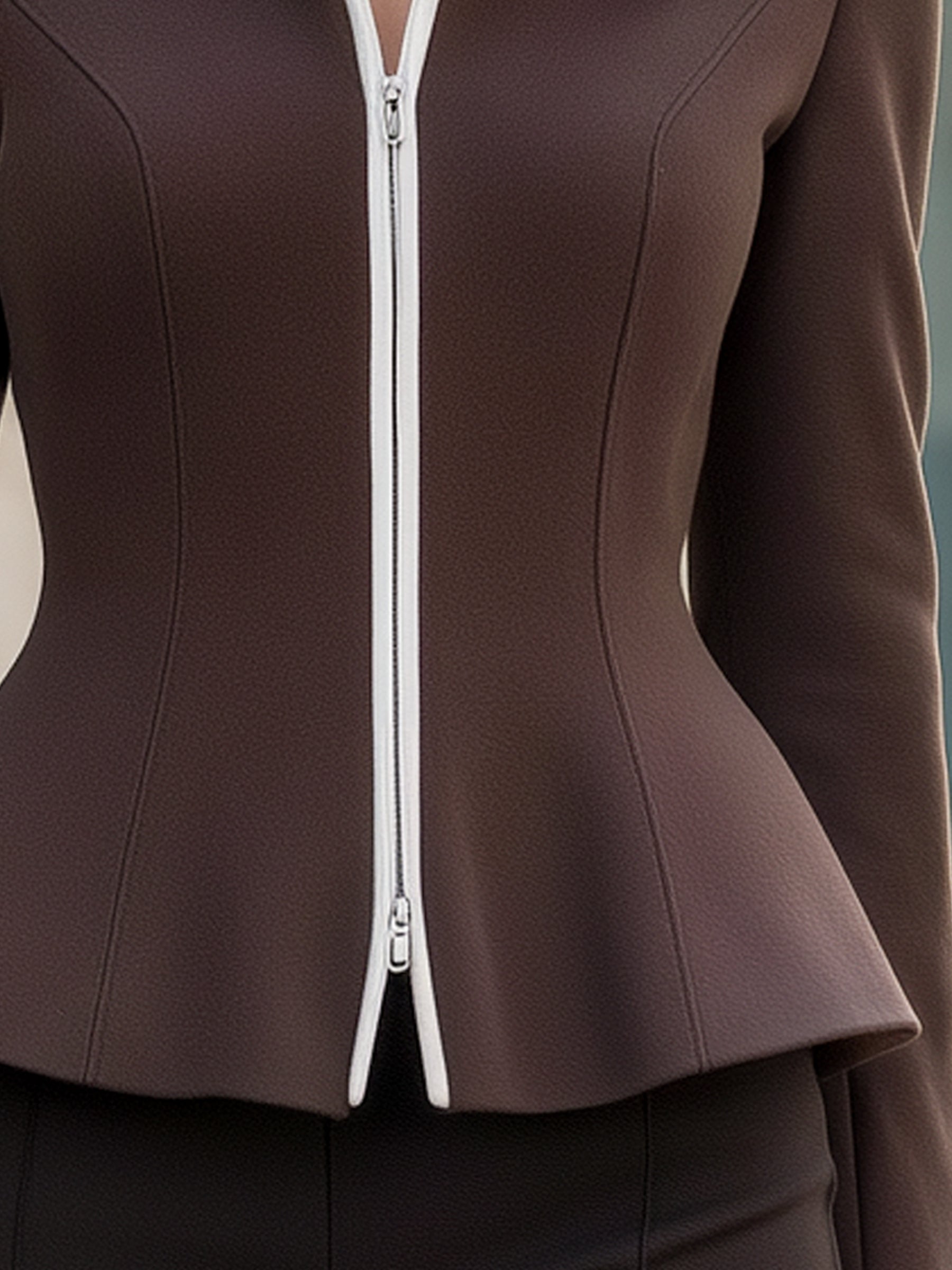 Contrast Lapel Peplum Jacket