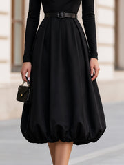 Cowl Neck Long Sleeve Midi Dress