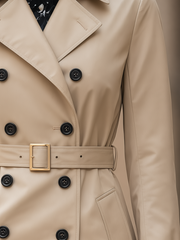 Classic Khaki Double Breasted Short Trench Coat