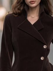 Asymmetric Double-Breasted Corduroy Jacket