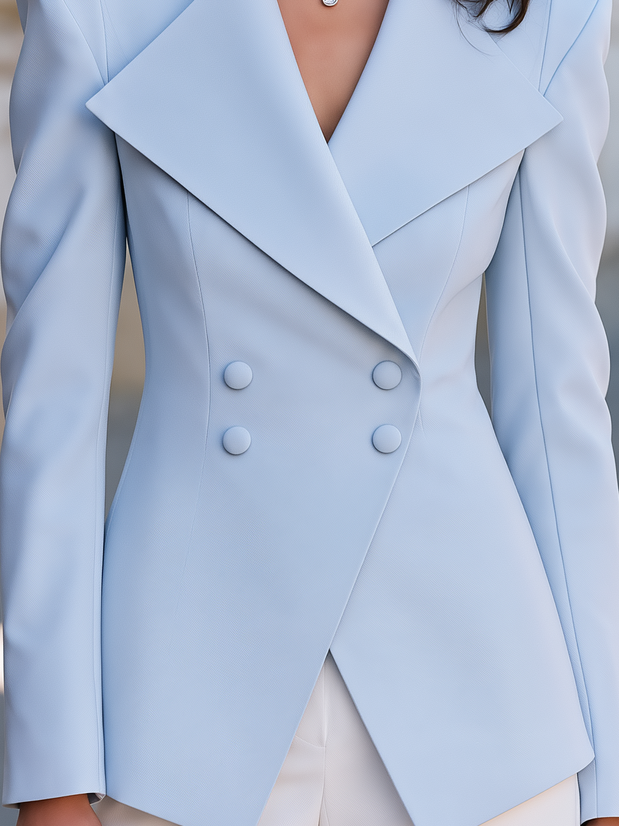 Elegant Tailored Double-Breasted Blazer For Office And Events