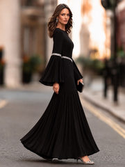 Decorative Trim Bell Sleeve Maxi Dress