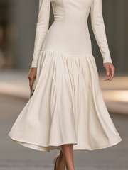 Square Neck Drop Waist Maxi Dress