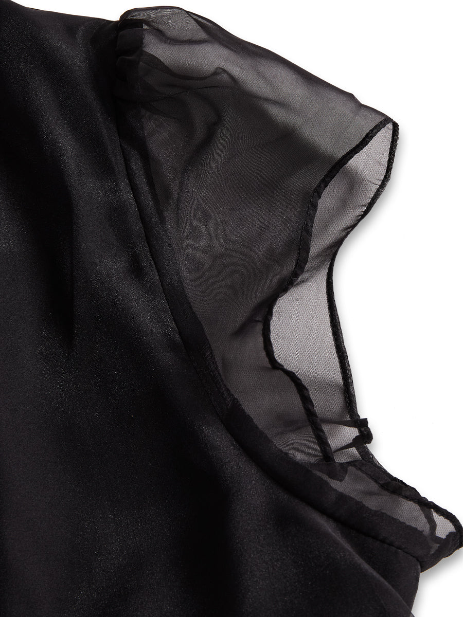 Elegant Black Chiffon High Neck Blouse
