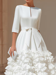 Belted Ruffled-Hem Midi Dress