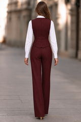 Pinstripe Vest, Shirt And Tailored Pants Three-Piece Set