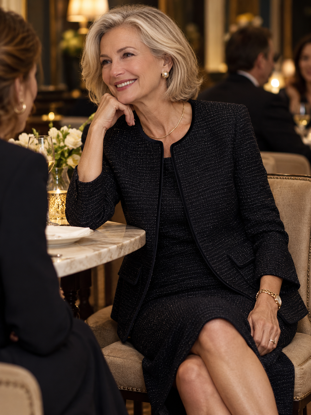 Elegant Tweed Jacket & Skirt Two-Piece Set