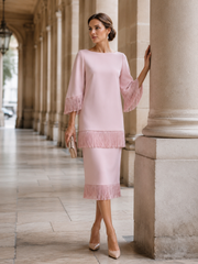 Tassel-Trimmed Layered Midi Dress