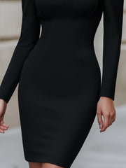 Embellished Square-Neck Bodycon Dress